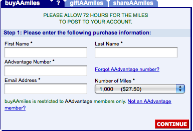 Buying AA Miles